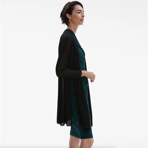 MM LAFLEUR The Graham Sheer Ribbed Kimono Cardigan Sweater Black {Q41} - Picture 3 of 8